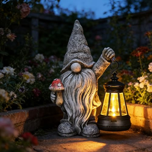 Yewanye Garden Outdoor Statue,Solar Gnome Decorations Lanterns for Yard Garden, Patio Gnome Gifts for Mom (Eclectic)