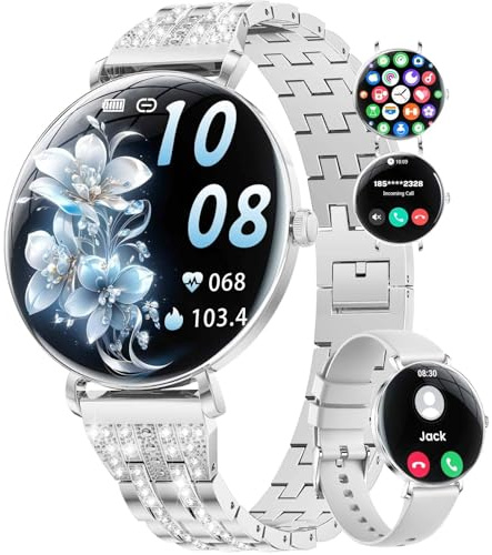 LIGE Ultra-Thin Smart Watch for Women,1.43 Fitness Tracker Watch with Heart Rate,Clories Tracker 100+ Sports Modes,Always-on Display Women Smartwatch for Android iOS Silver