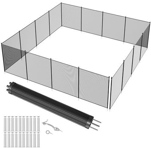 Garvee Sicherheitszaun für Pool & Garten – Abnehmbarer PVC-Mesh Zaun, ideal als temporärer Kinderschutz, für eingelassene & Aufstellpools – DIY-Montage, Schutz für Kinder & Haustiere, Edelstahlfüße,