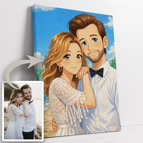 Karikatur vom Foto im Manga Stil bunt - Personalisiertes Geschenk Foto | Wandbild als humorvolle Anime Zeichnung, farbenfrohes Konterfei mit japanischem Flair, lebendige Illustration für Otaku Fans