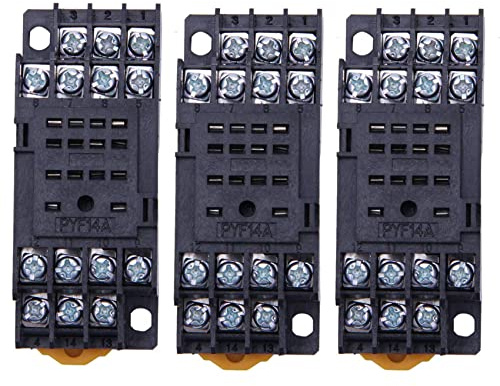 Deechate 3X PYF14A DIN Rail Power Relay Socket Base 14 Pin for MY4NJ HH54P MY4