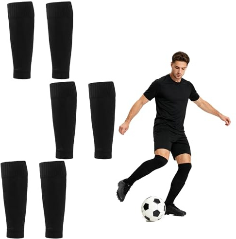 YCZARD 3Pairs Football Sock Sleeves for Adult, Over-The-Calf Pre Cut Footless Socks Sleeve Over Shin Pads for Mens Adults Beginners and Pros Footballs Games And Training Comfortable Fit (Black)