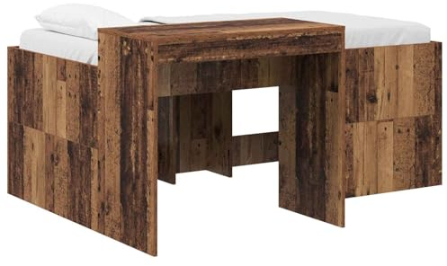 vidaXL Hochbett mit Schreibtisch für Kinder Altholz Holzwerkstoff, Moderner, robuster Bettgestell für kleine Räume, multifunktionales Schlafzimmermöbel, platzsparende Lösung für Studios