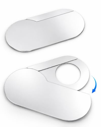 imluckies Rotating Webcam Cover [2-Pack], 0.5mm Ultra-Thin Metal Privacy Cover for Laptop, MacBook, iMac, PC, iPad and iPhone, Silver