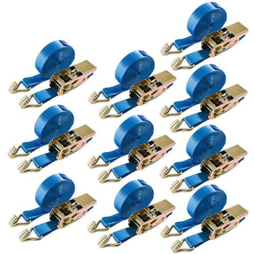 Arebos 10 x Sangle d'Arrimage | 6m x 25mm | 800 daN | en deux parts