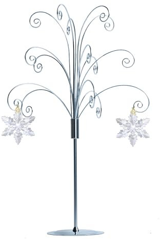 HOHIYA Ornament-Baum-Präsentationsständer, 50,8 cm, Drahthaken, zum Aufhängen, Metall, für Weihnachten, Swarovski-Kristall, Glas, Dekorationen, Geschenk, Taiwan, hergestellt in Chrom, Silber