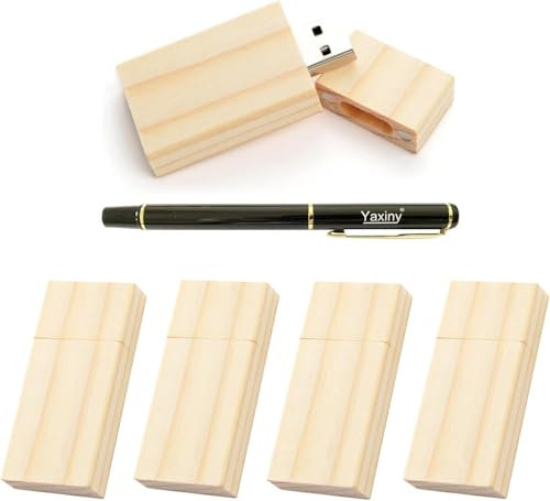 Yaxiny Confezione da 5 unità flash USB da 128 GB in legno d'acero 2.0 Chiavetta USB Flash Drive Memory Stick Data Storage Pendrive Disk