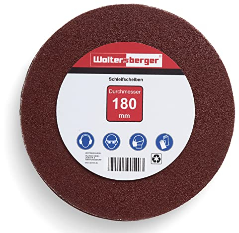 Woltersberger® 25 Stück Exzenter Schleifscheiben Ø 180mm | Körnung P40 | ohne Loch in rot | Schleifpapier für optimales schleifen, vielseitig einsetzbar