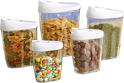 AOI 5 piezas transparente caja alimentaria hermética de almacenamiento para cereales frutas secas 1440 ml, 960 ml, 720 ml, 480 ml, 300 ml