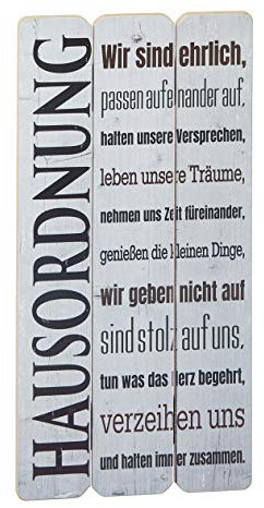 Cepewa Bild Hausordnung Planken Optik weiß Höhe 40 cm