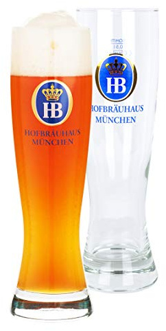 Hofbrauhaus Weißbier glass | Wheat Beer Glass 16.9 oz (0.5 Litres) - Pack of 2