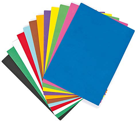 Baker Ross Fogli di Gommapiuma Multicolore Confezione Risparmio (confezione da 18) - Attività Creative per Bambini