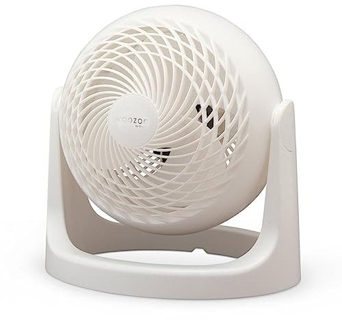 Iris Ohyama Woozoo Table Fan, 23㎡, Desk Fan, White, 3 Speeds, Silent, Quiet, Compact, Portable, For Bedroom, Living Room, Kitchen, Air Circulator, Small, Cooling, Powerful, PCF-HE18