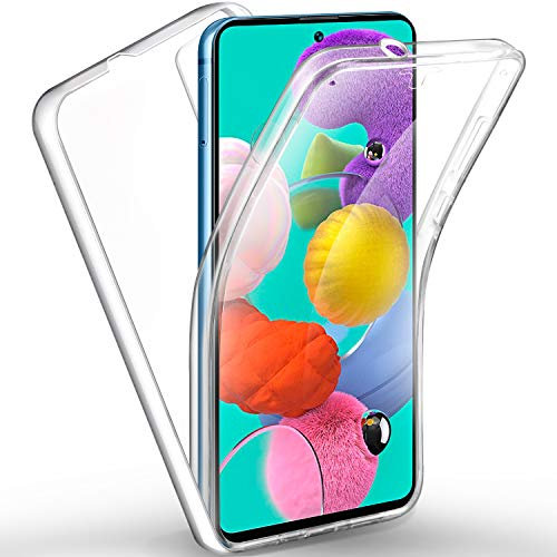 AROYI Coque Compatible avec Samsung Galaxy A51, Samsung Galaxy A51 Transparent Housse Silicone TPU Gel et PC Rigide 360 Degres Protection Anti Choc Full Body Etui Case
