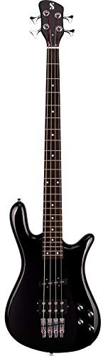 SX Cuerpo arqueado bajo eléctrico de 4 cuerdas en acabado negro brillante
