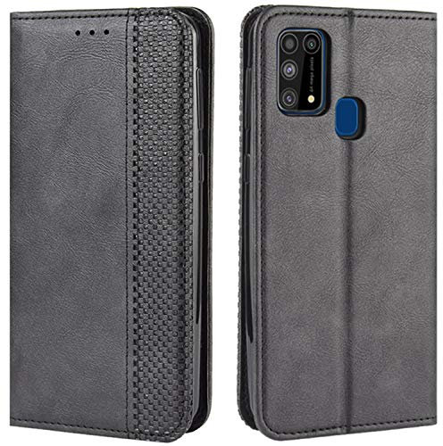 HualuBro Flip Cover a Libro per Samsung Galaxy M31 - Custodia in PU Pelle Magnetica Antiurto con Portafoglio (Nero)