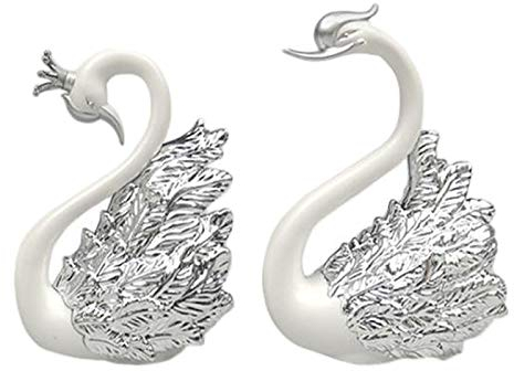 Perfeclan 2X Schwan Kuchen Topper, Mini Cupcake Topper für Geburtstagstorte Hochzeitstorte Dekoration - Silber