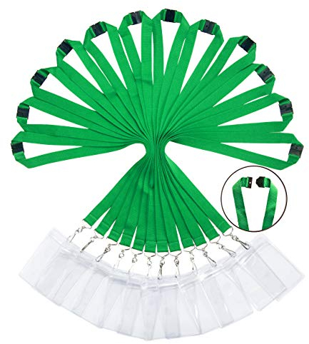 Packung mit 12 strapazierfähigen Polyester Lanyards mit Sicherheitsverschluss & wasserdichten transparenten Kartenhaltern - Verfügbar in Regenbogen