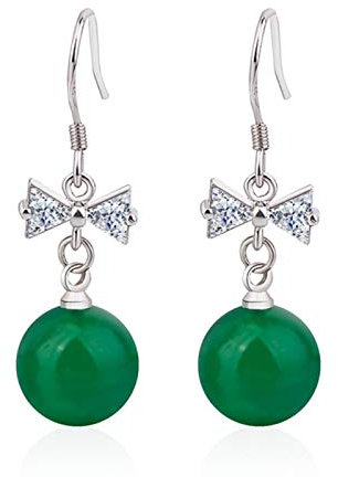 SALAN Natürlicher Grüner Chalcedon Mit Diamantohrring 925 Silberfarbener Schmuck Bizuteria Jade Topaz Edelstein Granat Tropfen Ohrring Frauen