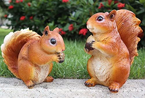 EurHouse Eichhörnchen Garten Ornament Statue Outdoor Tier Skulptur Figur Haus Rasen Indoor Dekoration Harz
