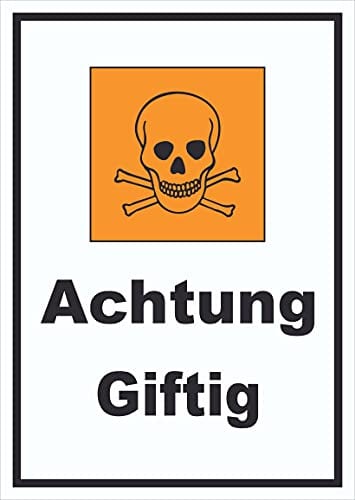 HB-Druck Schild Gefahrensymbol Achtung giftig Totenkopf hochkant A4 Rückseite selbstklebend