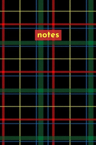 6x9 Black, Multicolor Plaid Fashion Journal and Notebook: College-ruled, 120 pages