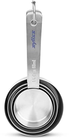Zyliss Measuring Cup Set for Measuring Baking Ingredients/Liquid/Dry Items/Hot Chocolate, Includes 4 Stainless Steel Cups