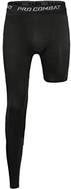 Jonscart Einbein-Kompressionsstrumpfhose, lange Hose, Basketball, Sport, Baselayer, Unterwäsche, aktive Tight, Schwarz-rechts-lang, Mittel