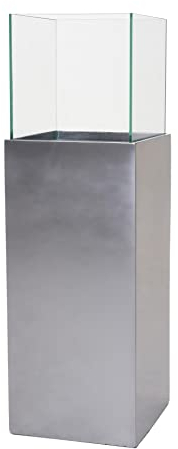 VIVANNO Windlicht-Säule Kerzenständer Deko-Laterne Candela Silber Metallic 80 cm hoch