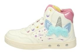 Geox Mädchen J Skylin Girl Sneaker, White Multicolor, 27 EU