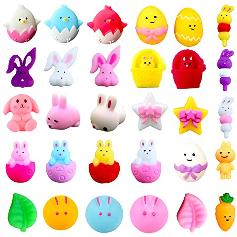 30 Stück Oster Mochi Squishies Spielzeug Mini Squishy Toy,Squishy Kawaii Set für Kinder,Osternest Füllmaterial,Ei Füllungen,Geschenke,Party Gefälligkeiten,Mini Mochi Spielzeug,Klassenzimmer Preise