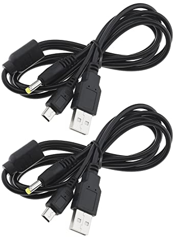 YINETTECH 2 Stück 2-In-1 USB Datenladekabel Ladegerät Kompatibel mit PSP 1000 2000 3000 Konsole Tragbares Ersatzdatenübertragungs- Und Stromversorgungs-USB-Kabel 1,2 M