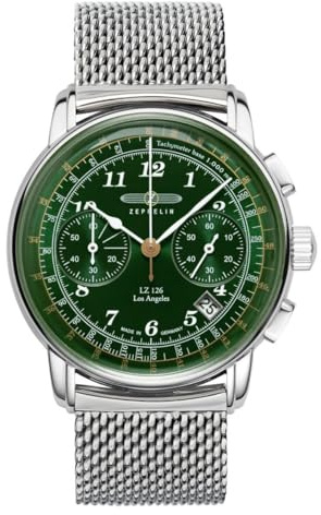 Zeppelin Herrenuhr mit Milanaiseband Serie LZ126 Los Angeles Chronograph Datum 7614M-4