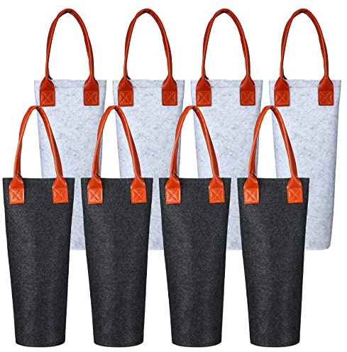 Windyun 8 Pieces Single Felt Bottle Wine Tote Bag Insulated Wine Carrier
