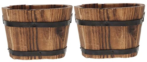 YARNOW Haushaltsdekoration 2st Blumentopf Sukkulenten Pflanzentöpfe Blumentöpfe Für Den Garten Hinterhof Primitive Pflanzer Kleiner Pflanzenhalter Bonsaischale Holz Draussen Wanne