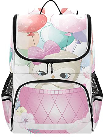Vnurnrn Eule Kleine Vogel Ballon Süß Regenbogen Kinderrucksack Schulter Rucksack für Jungen Mädchen Bookbag Laptop Büchertasche Rucksäcke Für Schule