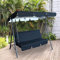 Replacement Canopy Swing Seat Chair,Waterproof & UV Resistant Swing Chair Canopy Replacement Cover Garden Patio Hammock Cover Top (Black,164 * 114 * 15cm)