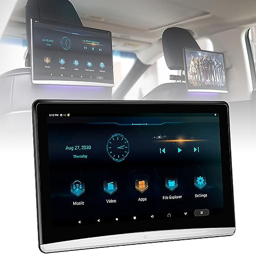 UPIKIT Moniteur D'Appui-TêTe TV Multifonction pour Voiture - Processeur 3+32G/Android 10.0/8 CœUrs, éCran Tactile IPS - Prise en Charge 1080P/Casque/WIFI/Bluetooth/USB/SD/HDMI in+Out/FM,14in