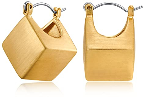 LILIE&WHITE Kubische Creolen für Damen, goldene Creolen, baumelnde Ohrringe