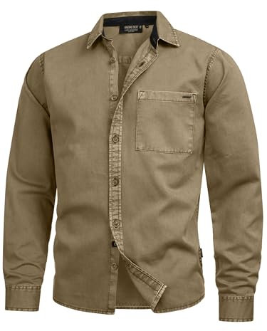 Indicode Herren INBroidy Langarmhemd aus 100% Baumwolle | Herrenhemd Freizeithemd Capers, XL