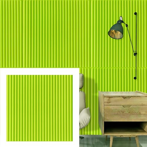HAILM 10 PCS 70x70cm 3D Wandpaneele Peel and Stick, 3D Ziegel Tapete XPE Schaum Ziegel Selbstklebende Wanddekoration, für Wohnzimmer Schlafzimmer Büro Lobby Hotel,Grün