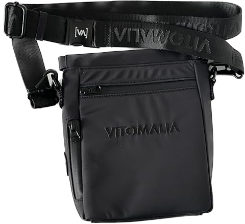 VITOMALIA® Deluxe Schwarze Tasche für Hunde: Multifunktionale Umhängetasche mit waschbarer Leckerlitasche, Gassitasche, Futtertasche, Kotbeutelspender & Magnetverschluss - Perfekt für Gassi & Training