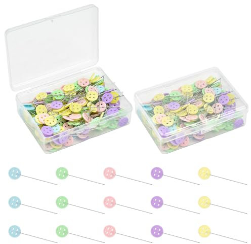 PEALOVCOM 400 Stück Quilting Stecknadeln mit Blumenkopf Nähnadeln Knopfförmige Stecknadeln Nähen Quiltnadeln für Basteln Nähen Säumen Craft,Jewelry Komponenten Dekoration(6 Farben, 52mm)