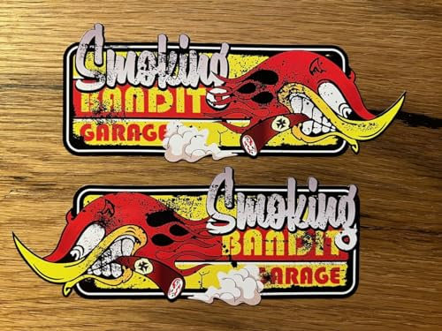 vinskool 2X Horsepower Garage Aufkleber 15x6cm / 30x12cm Kult Sticker Set Smoking Bandits Oldschool Hotrod V8 USA Muscle Car Oldtimer Tuning Rockabilly Auto Motorrad Vintage Racing Retro V2 (30x12cm)