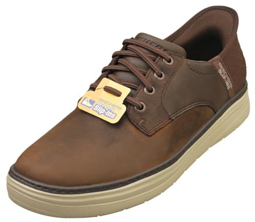 Skechers Zapatillas Hyland sin Cordones para Hombre, Piel de Cacao, 45 EU