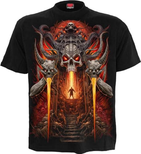 Spiral Gates of Hell Männer T-Shirt schwarz M 100% Baumwolle Basics, Horror, Rockwear, Totenköpfe
