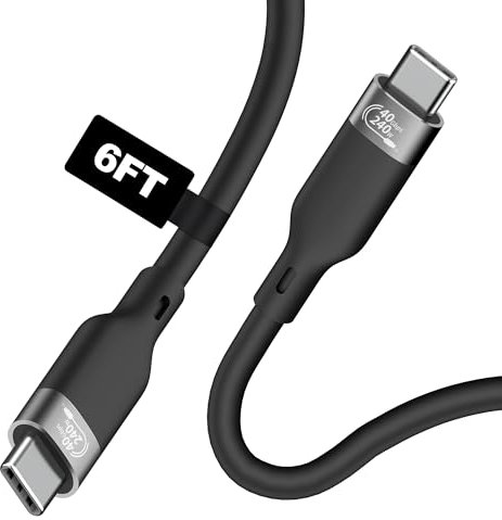 KETSOOBI Thunderbolt 4 Cable 6FT, USB C Cable with 240W PD3.1 Charging 40Gbps Data Transfer Single 8K@60Hz/Dual 4K@60Hz,Compatible with Thunderbolt 4/3, USB 4 External SSD, Docking, MacBook Pro