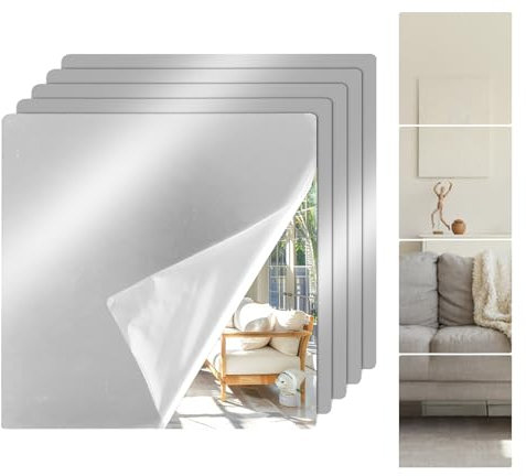 LDXDRU 10 Stück Spiegelfliesen 20x20 Spiegel Selbstklebend zum Aufkleben, Selbstklebende Spiegelfliesen Acrylglas Spiegel Türspiegel zum Kleben, Spiegel Fliesen Wand Klebespiegel für Schrank Badezimme