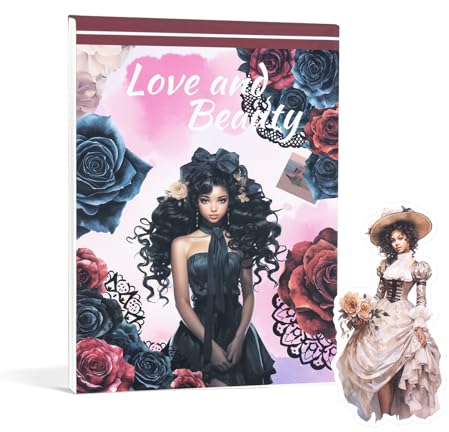 RISYPISY 20 Blätter Journaling Sticker Buch für Frauen, 270+ vorgestanzte Vintage Fashion Girl Sticker, Scrapbooking Planer Zubehör (black)
