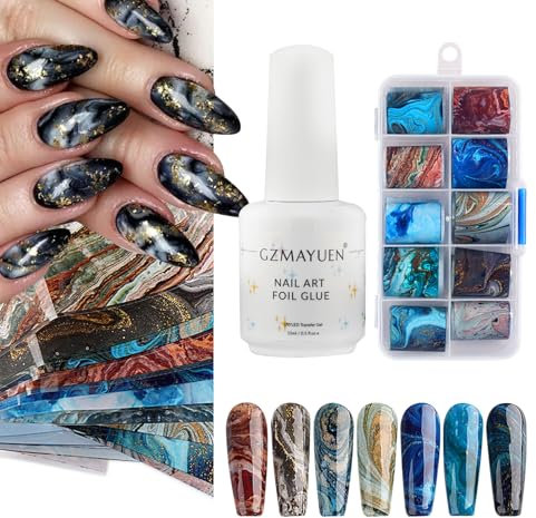 Nail Art Foil Glue Gel Nagelsticker Transferfolie Nägel Nagelaufkleber Selbstklebend Transfer Foil Nails Glue Nageldesign Zubehör